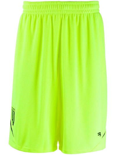 Shop Balenciaga Soccer Logo-print Shorts In Yellow