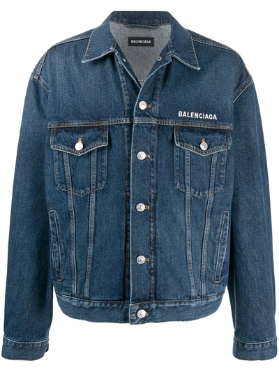 Shop Balenciaga Large Fit Denim Jacket In Blue