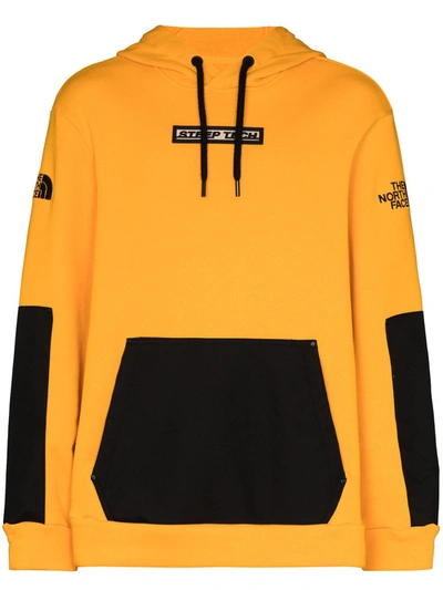 Shop The North Face Logo Patch Hoodie In Yellow
