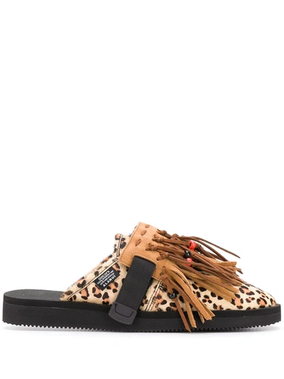 Shop Alanui Biscuit Leopard Suicoke Slippers In Brown