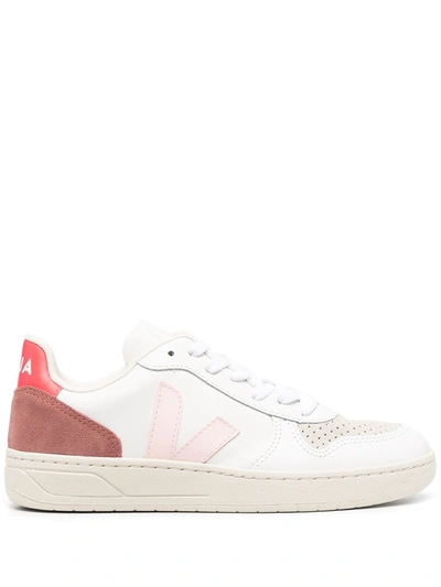 Shop Veja Logo Patch Trainers In White