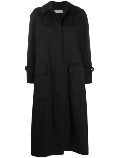 Shop Lardini Oversize Trench Coat In Black