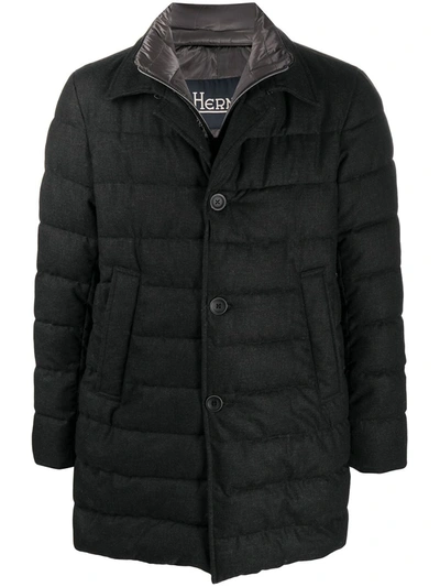 Shop Herno Padded Overshirt Coat In Black