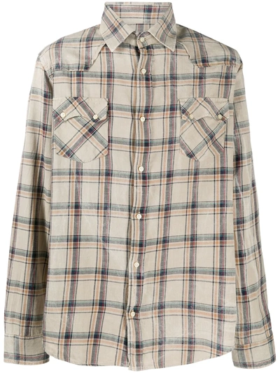 Shop Family First Plaid-check Cotton Shirt In Neutrals