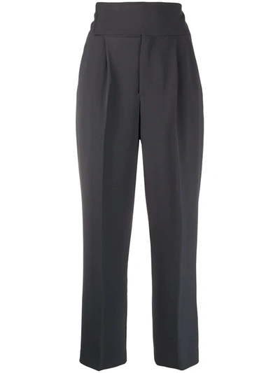 Shop P.a.r.o.s.h Cropped Pleated Trousers In Grey