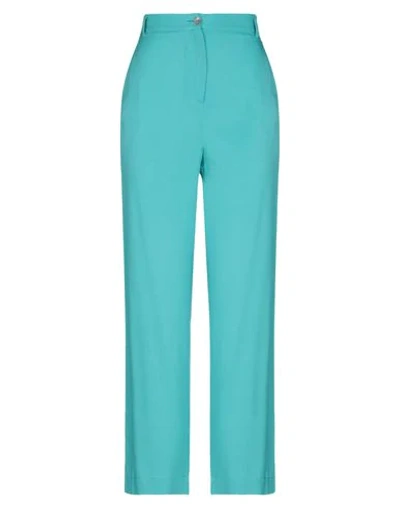 Shop Shirtaporter Woman Pants Turquoise Size 10 Viscose In Blue