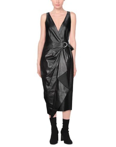 Shop Isabel Marant Woman Midi Dress Black Size 10 Lambskin, Zamak