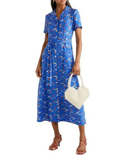 Shop Hvn Woman Midi Dress Blue Size 0 Silk
