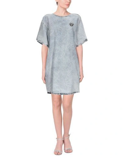 Shop Mm6 Maison Margiela Woman Mini Dress Sky Blue Size 2 Cotton