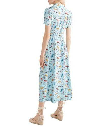 Shop Hvn Woman Midi Dress Sky Blue Size 6 Silk
