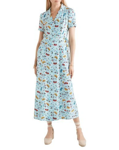 Shop Hvn Woman Midi Dress Sky Blue Size 0 Silk