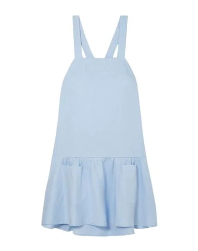 Shop Matin Woman Mini Dress Sky Blue Size 8 Linen