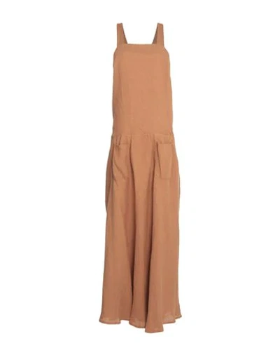 Shop Matin Woman Maxi Dress Camel Size 10 Linen In Beige