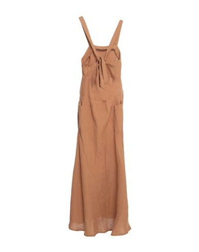 Shop Matin Woman Maxi Dress Camel Size 10 Linen In Beige