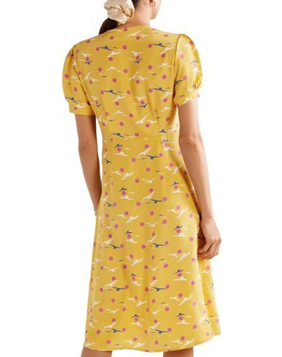 Shop Hvn Woman Midi Dress Yellow Size 8 Silk