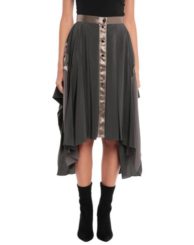 Shop Chloé Woman Midi Skirt Dark Green Size 6 Silk, Viscose, Acetate, Brass