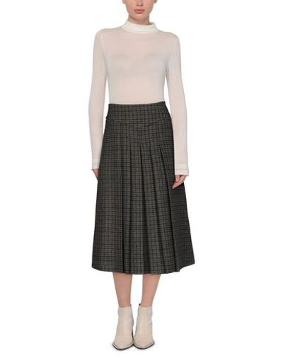 Shop Celine Woman Midi Skirt Dark Green Size 4 Wool