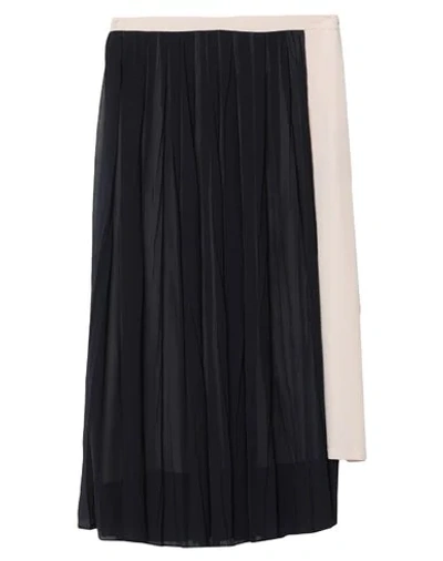 Shop Semicouture Woman Midi Skirt Midnight Blue Size 8 Acetate, Silk, Polyester