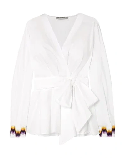 Shop Mary Katrantzou Woman Shirt White Size 6 Cotton, Elastane