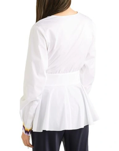 Shop Mary Katrantzou Woman Shirt White Size 6 Cotton, Elastane