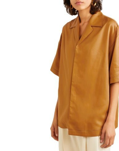 Shop Deveaux Woman Shirt Ocher Size 6 Tencel In Yellow