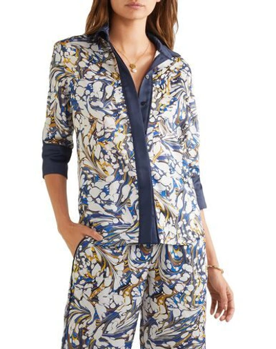 Shop Mary Katrantzou Woman Shirt Midnight Blue Size 12 Polyester