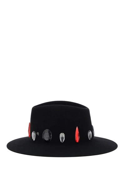 Shop Maison Michel Fedora Rico Stones Wool Felt Hat In Black