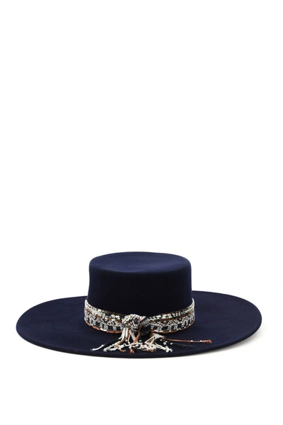 Shop Maison Michel Indian Territory Wool Canotier Hat In Blue