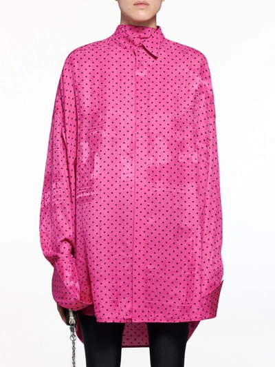 Shop Balenciaga Tuxedo Scarf Shirt In Fuxia