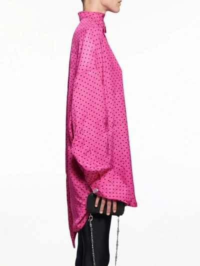 Shop Balenciaga Tuxedo Scarf Shirt In Fuxia