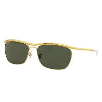 Shop Ray Ban Olympian Ii Deluxe Sunglasses Gold Frame Green Lenses 60-16