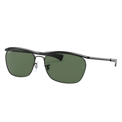 Shop Ray Ban Olympian Ii Deluxe Sunglasses Black Frame Green Lenses Polarized 60-16