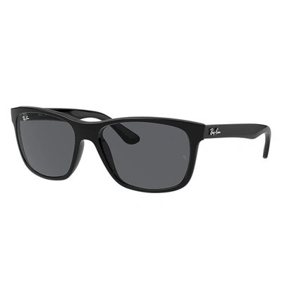 Shop Ray Ban Rb4181 Sunglasses Black Frame Grey Lenses 57-16 In Shiny Black