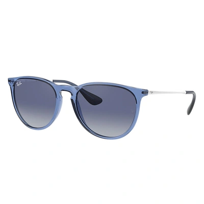 Shop Ray Ban Erika Color Mix Sunglasses Transparent Blue Frame Blue Lenses 54-18 In White