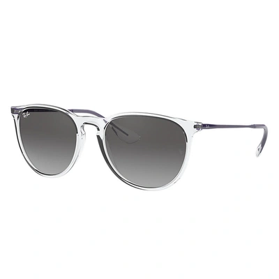 Shop Ray Ban Sunglasses Woman Erika Color Mix - Transparent Frame Grey Lenses 54-18 In Violet