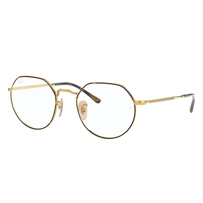 Ray Ban Jack Optics Eyeglasses Shiny Gold Frame Clear Lenses Polarized 51-20 In Shiny Gold