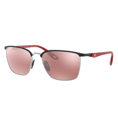 Shop Ray Ban Sunglasses Unisex Rb3673m Scuderia Ferrari Collection - Red Frame Silver Lenses Polarized 56-17