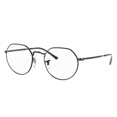 Ray Ban Jack Optics Eyeglasses Shiny Black Frame Clear Lenses Polarized 49-20 In Shiny Black