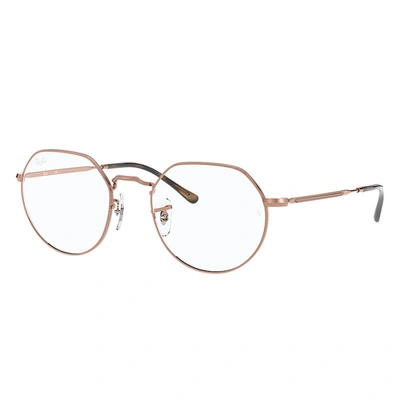 Ray Ban Jack Optics Eyeglasses Shiny Copper Frame Clear Lenses Polarized 49-20 In Shiny Copper