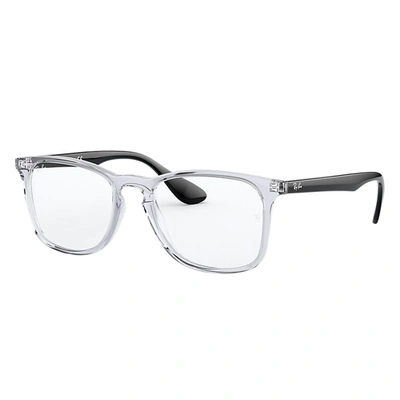 Ray Ban Rb7074 Eyeglasses Shiny Black Frame Clear Lenses 50-18 In Shiny Black