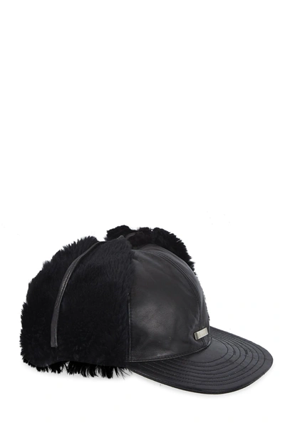 Pre-owned Gucci Black Leather & Fur Hunting Hat