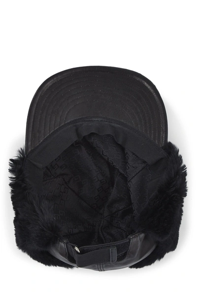 Pre-owned Gucci Black Leather & Fur Hunting Hat