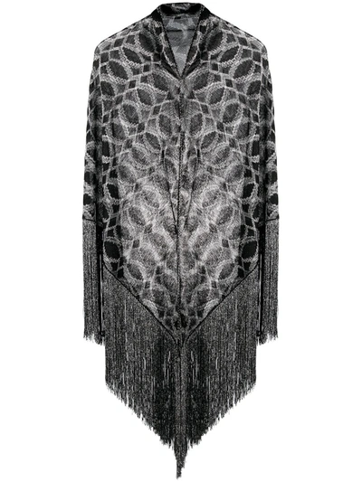 Shop Missoni Geometric-pattern Fringed Shawl In Black