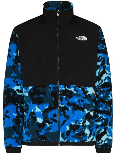 Shop The North Face Camouflage Print Fleece Jacket In Blue