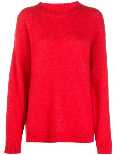 Shop Laneus Long Sleeve Chunky Knit Sweater In Red