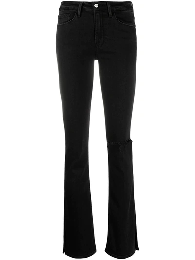 Shop Frame Mid-rise Flared Trousers In Black