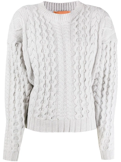 Shop Andamane Oversize Shoulder Cable-knit Jumper In Grey