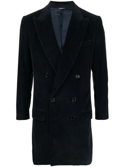Shop Dolce & Gabbana Double-breasted Tailored Coat In Blue