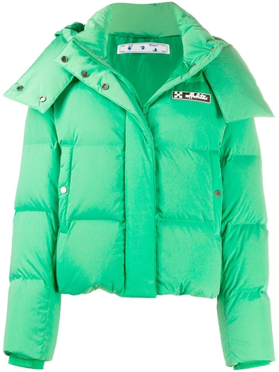 Shop Off-white Logo Print Padded Jacket In Green