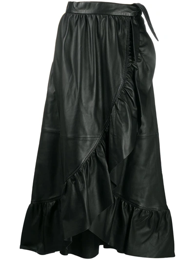 Shop Zimmermann Ladybeetle Leather Wrap Skirt In Black